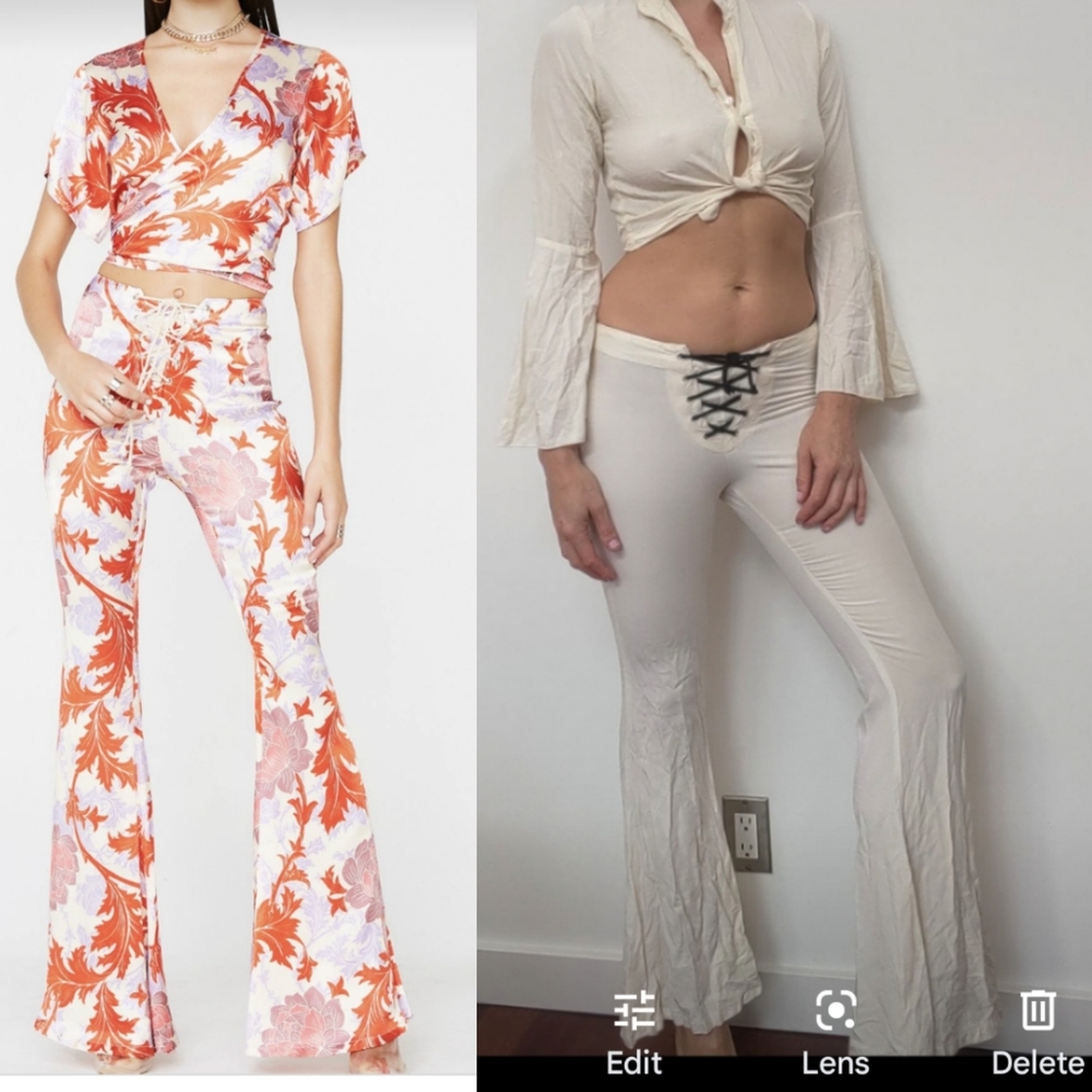 Rare SET🌼Lenni the Label lace up cream pants and top xs